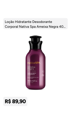 Loção hidratante desodorante corporal nativa SPA ameixa Negra 400 ml